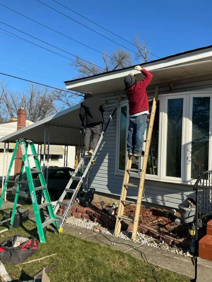 Restoration crew performing exterior repair in Bensalem