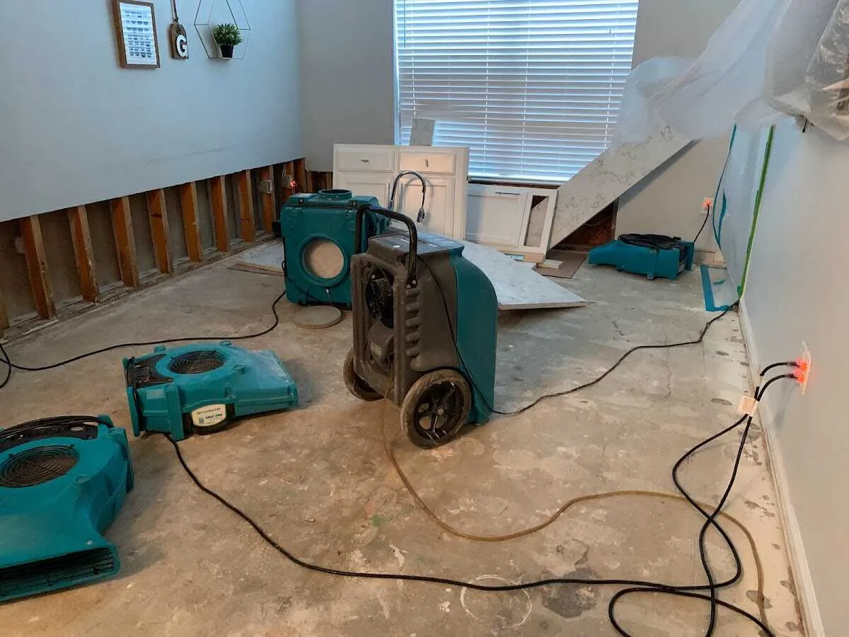 Dehumidifier in flood-cut room for Water Damage Restoration in Bensalem